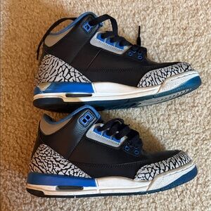 Jordan Kids Black and Blue Sneakers